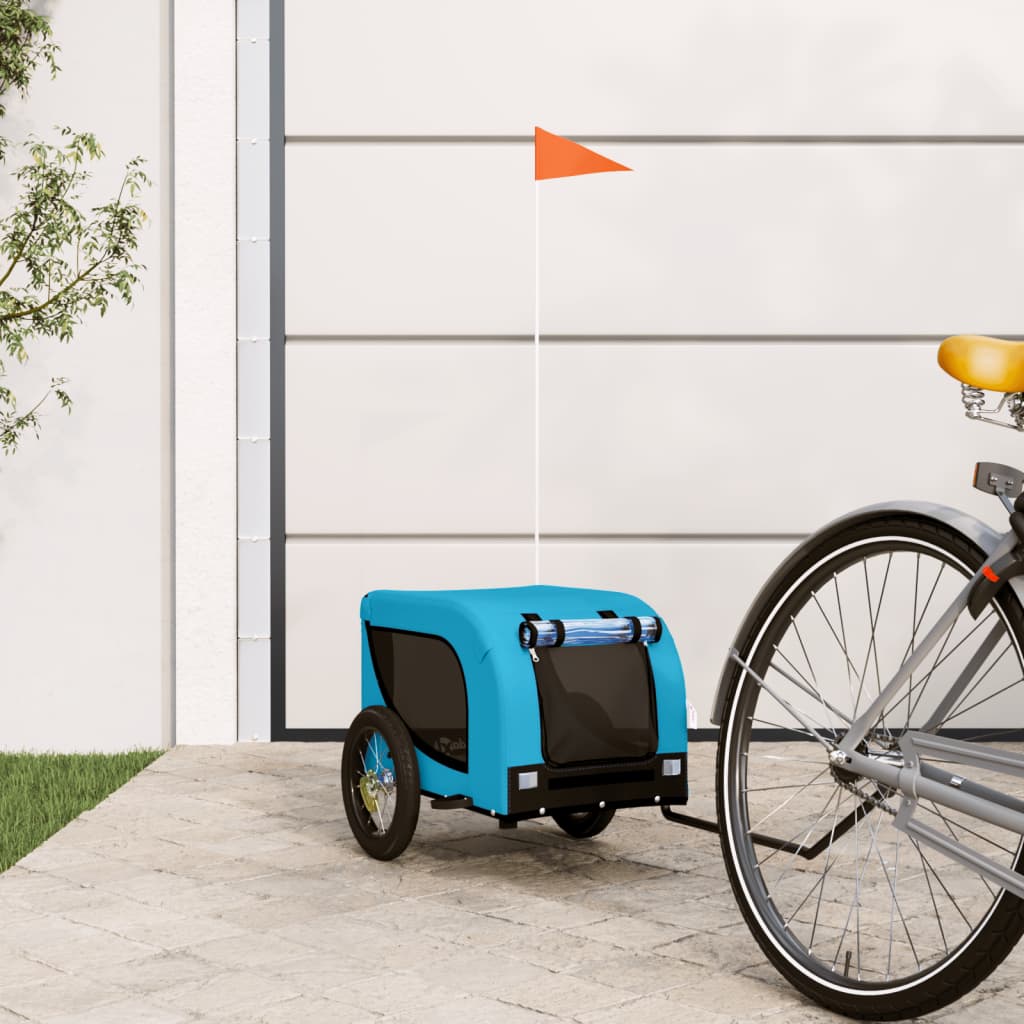 VidaXL remorque vélo pour chien tissu oxford et fer bleu et noir