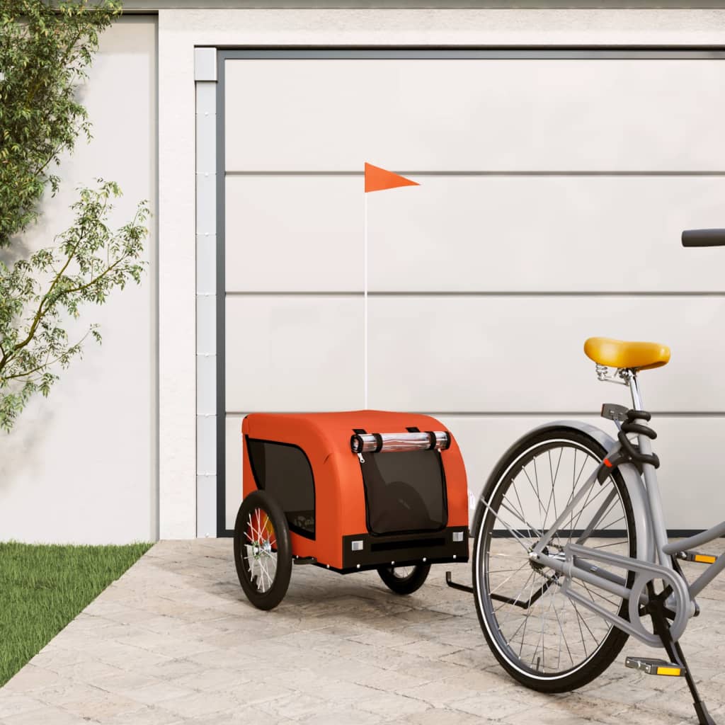 Vidaxl Dog Bike Trailer Oxford Fabric et Iron Orange and Black