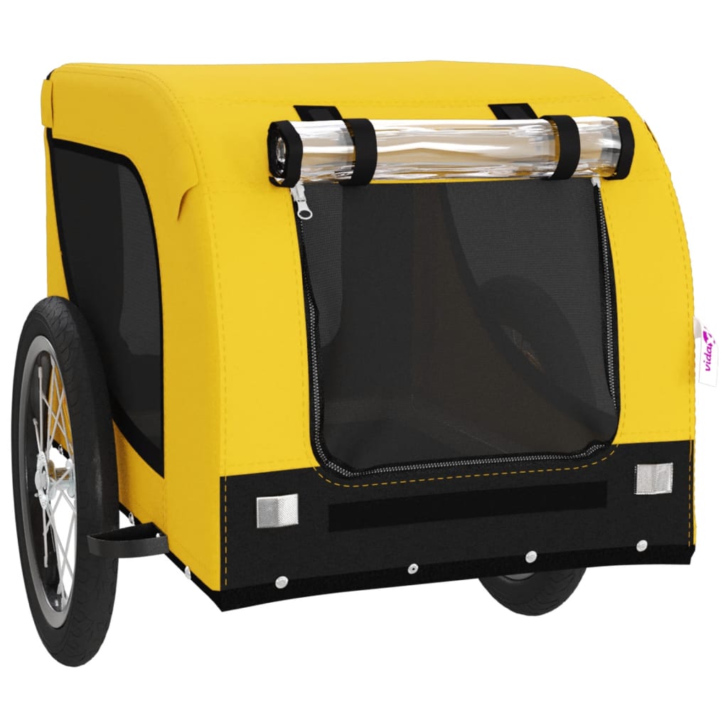 VidaXL Dog bike trailer Oxford fabric and iron yellow and black