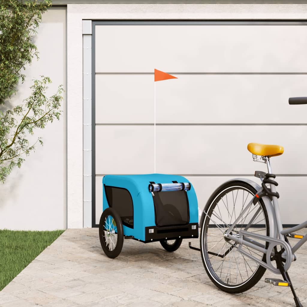 Vidaxl Dog Bike Trailer Oxford Fabric et Fer Bleu et noir