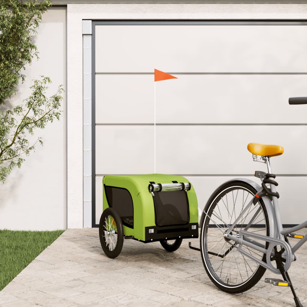 Vidaxl Dog Bike Trailer Oxford Fabric et Green et noir