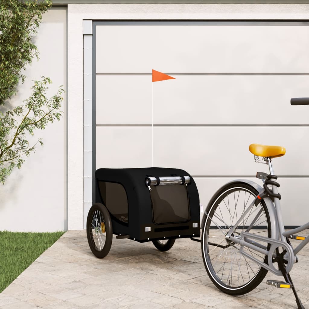 Vidaxl Dog Bike Trailer Oxford Fabric i żelaza czarna