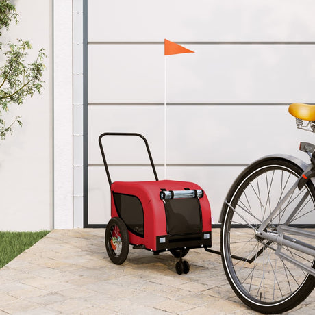 Vidaxl Dog Bike Trailer Oxford Fabric et Fer Rouge et noir