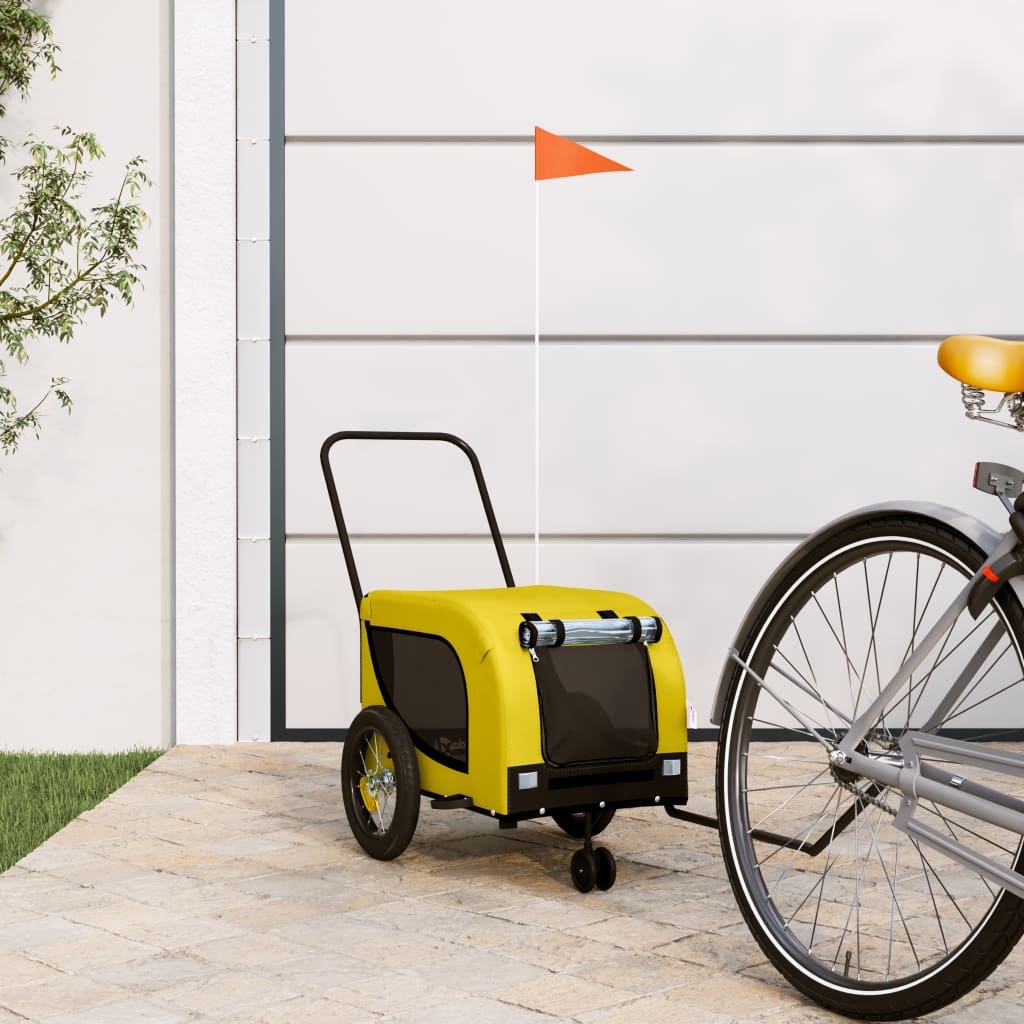 VidaXL remorque vélo pour chien tissu oxford et fer jaune et noir