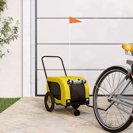 VidaXL remorque vélo pour chien tissu oxford et fer jaune et noir
