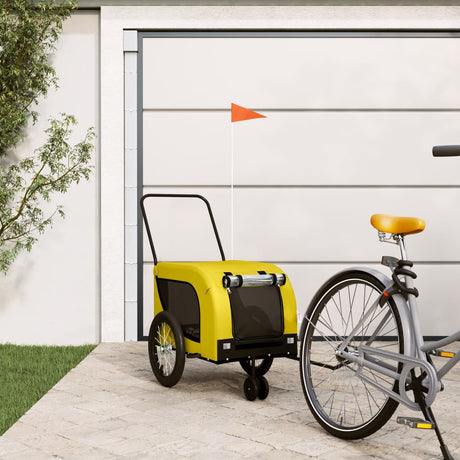 VidaXL remorque vélo pour chien tissu oxford et fer jaune et noir
