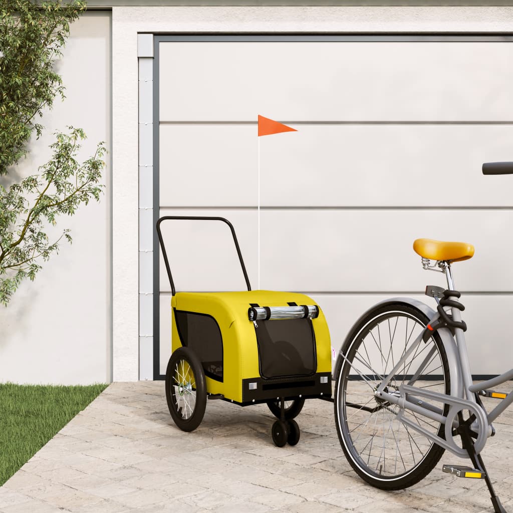 VidaXL remorque vélo pour chien tissu oxford et fer jaune et noir