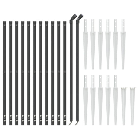 Clôture grillagée Vidaxl avec ancrages au sol 0,8x25 m anthracite