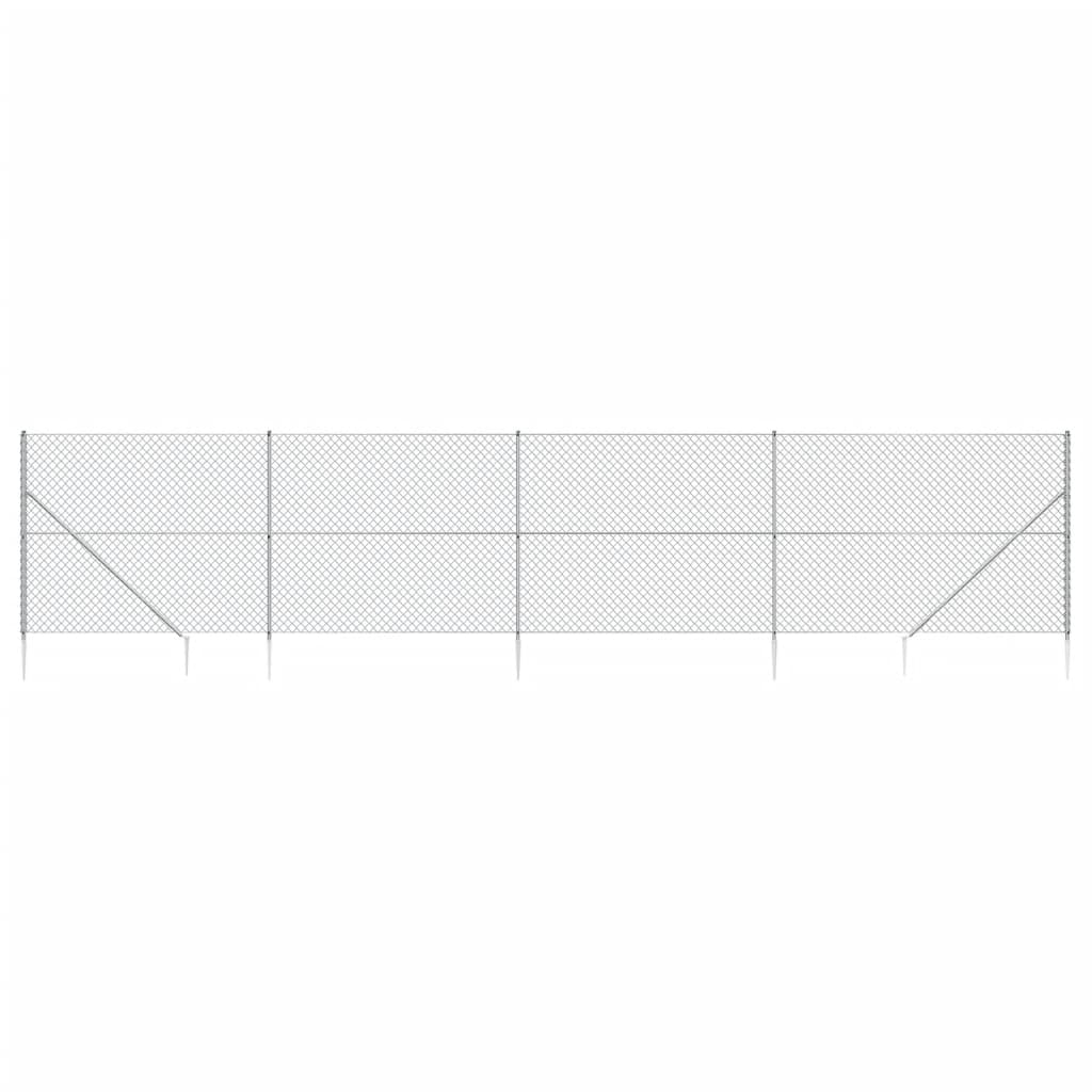 VidaXL mesh fence with ground anchors 1.4x10 m silver colored