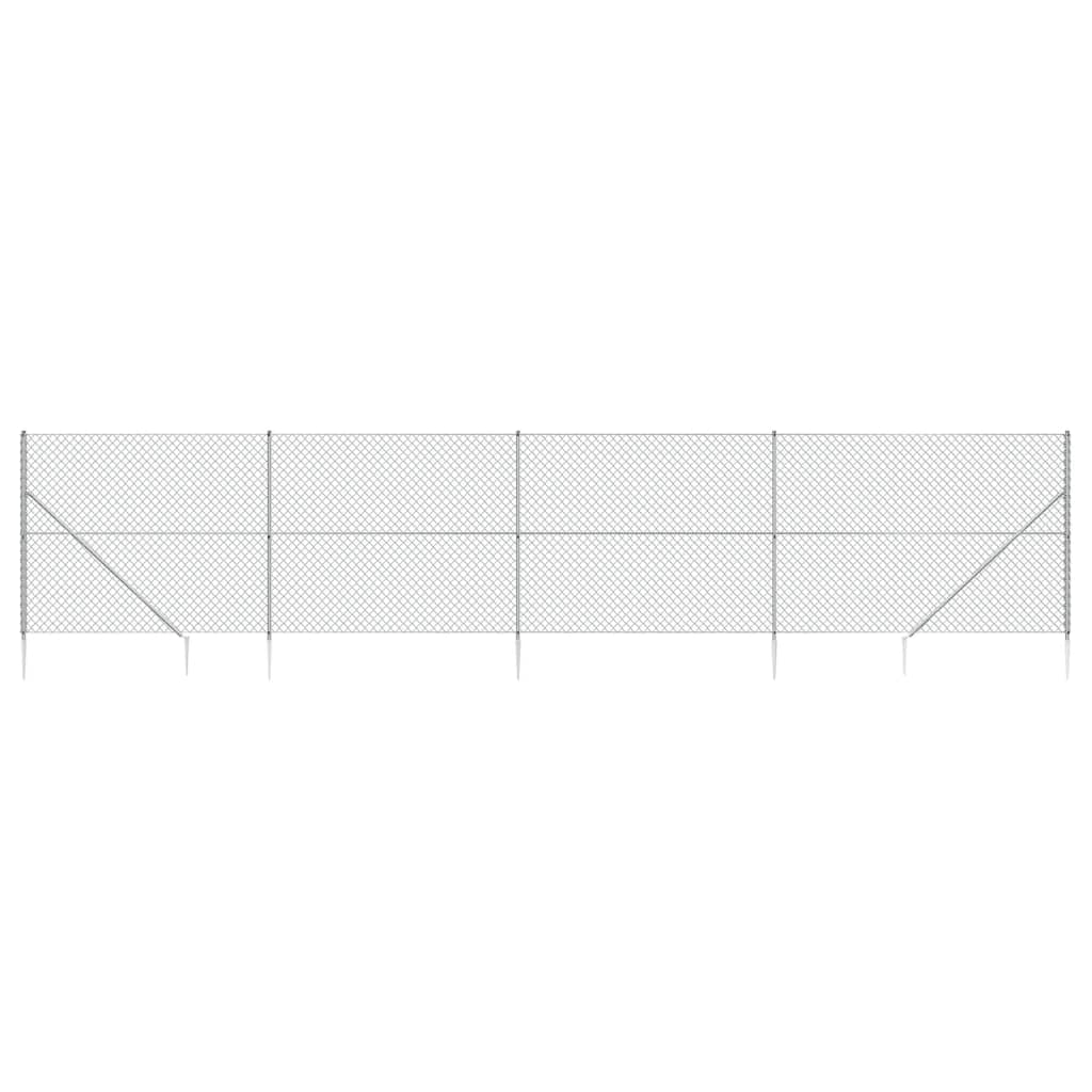 VidaXL mesh fence with ground anchors 2.2x10 m silver colored