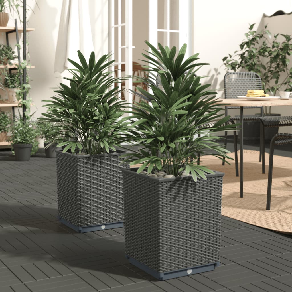 VidaXL Jardinières 2 pcs 30x30x37 cm polypropylène noir