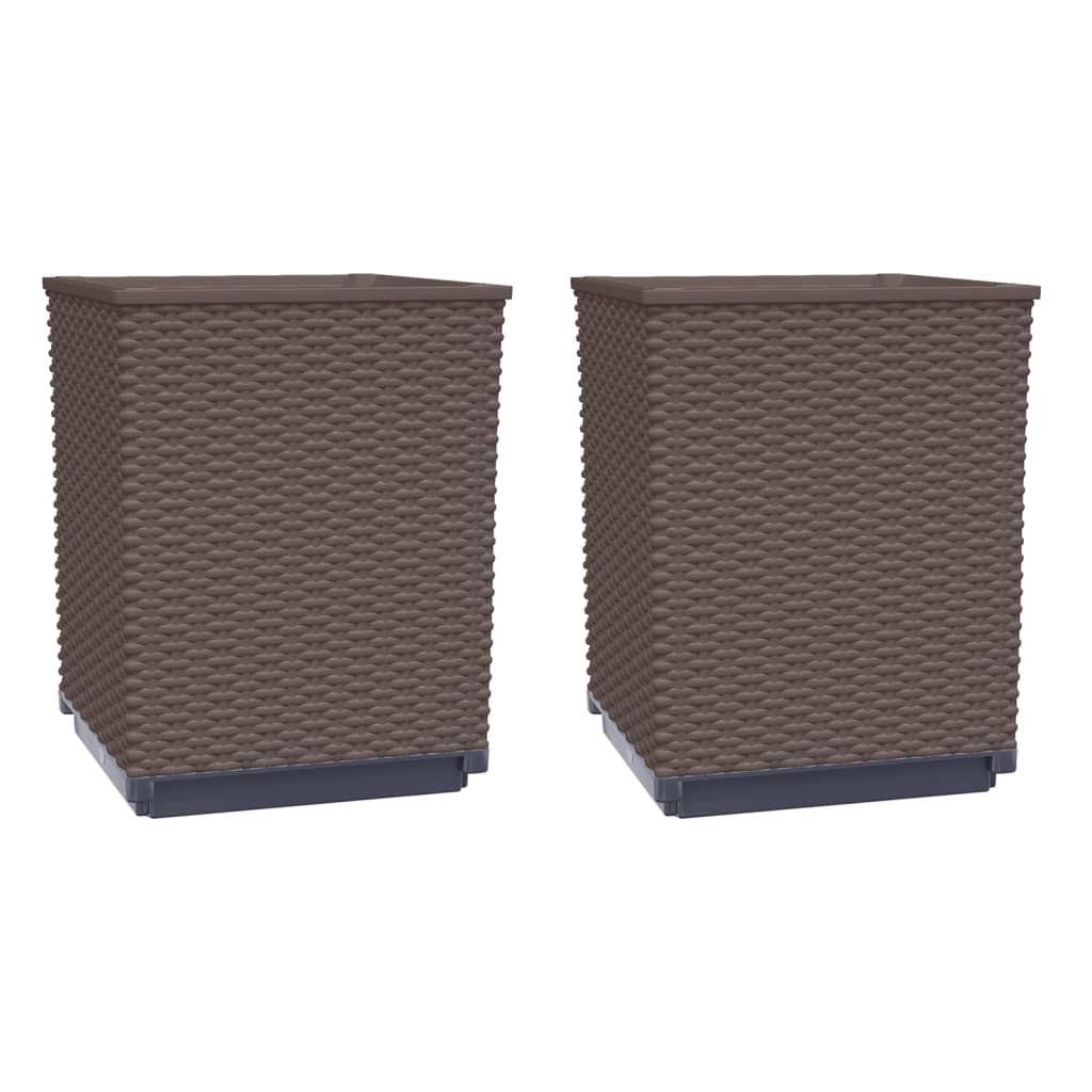 VidaXL Jardinières 2 pcs 30x30x37 cm polypropylène marron