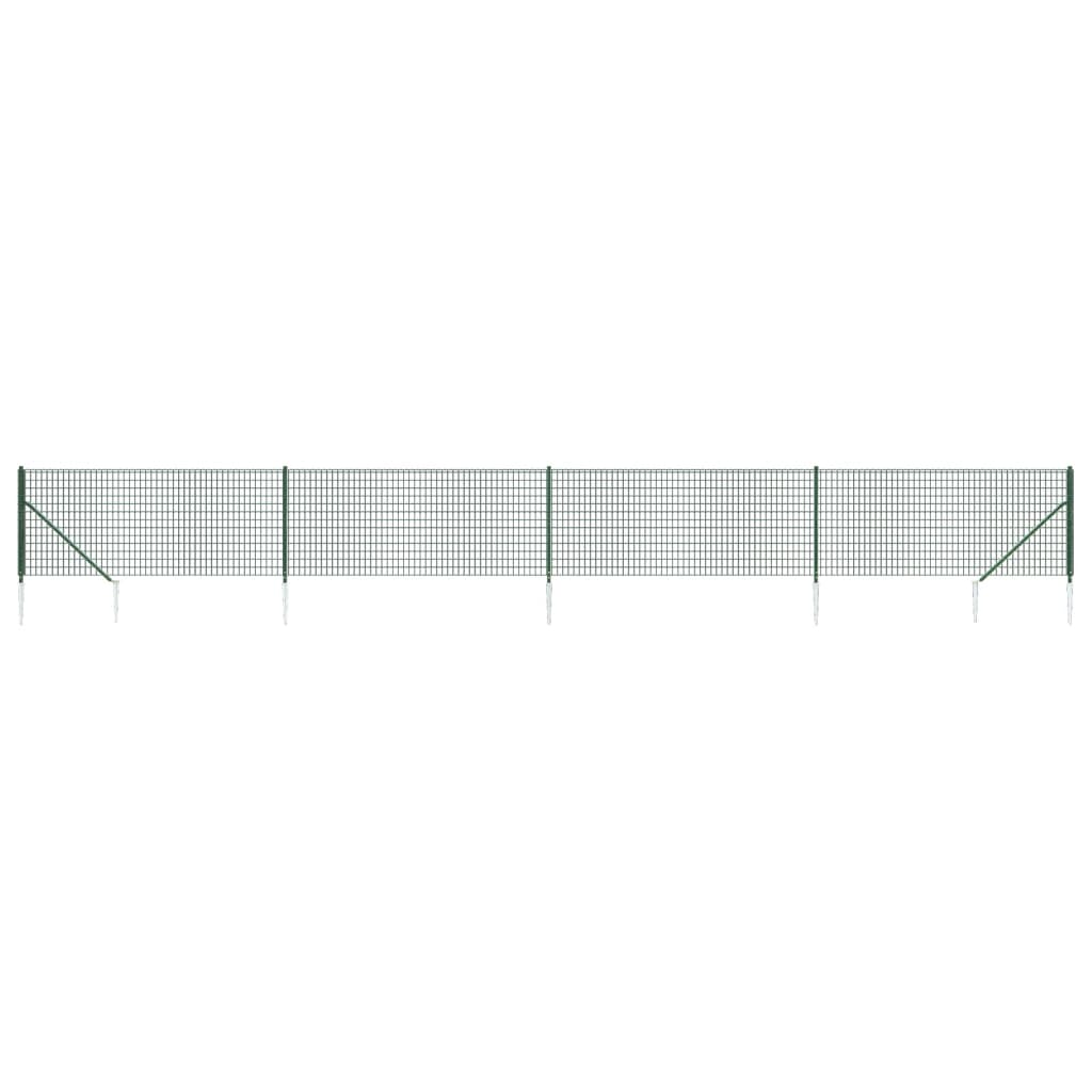 Clôture grillagée Vidaxxl avec ancrages au sol 0,8x10 m vert