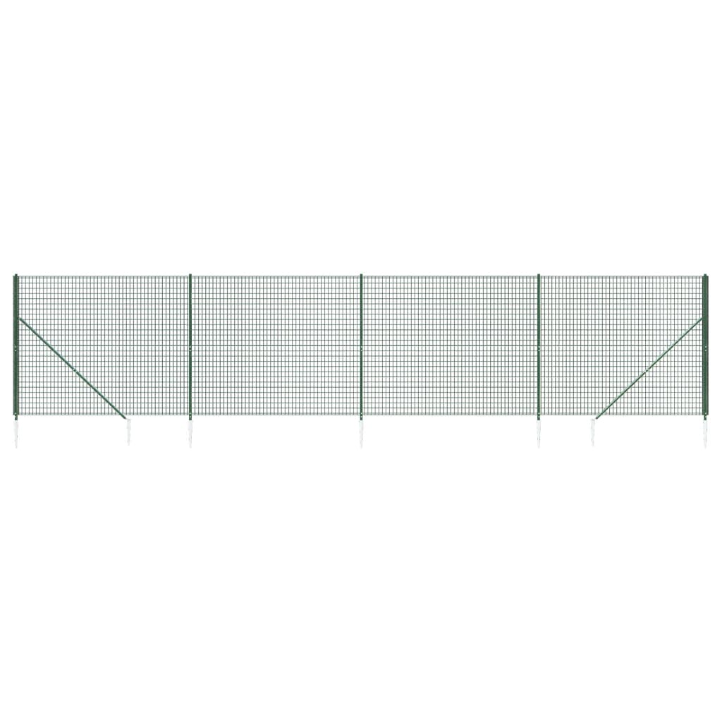 Vidaxl Wire mesh fet with ground anchors 1.4x10 m green