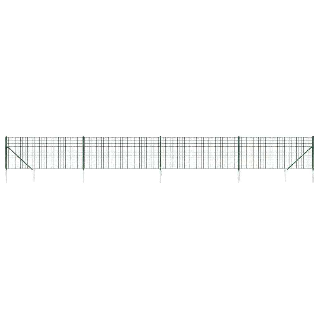 VidaXL Clôture grillagée avec ancrages au sol 0,8x10 m vert
