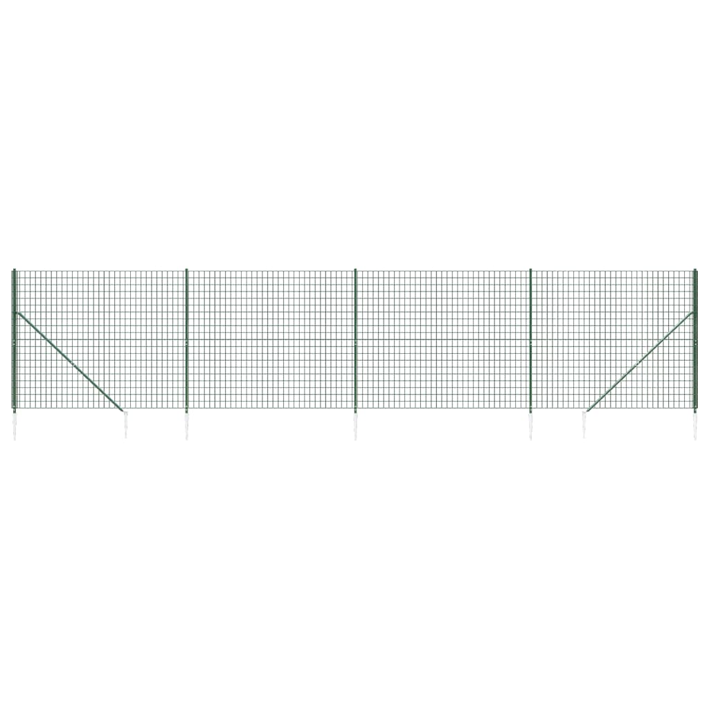 Vidaxl wire mesh fet with ground anchors 1.6x10 m green