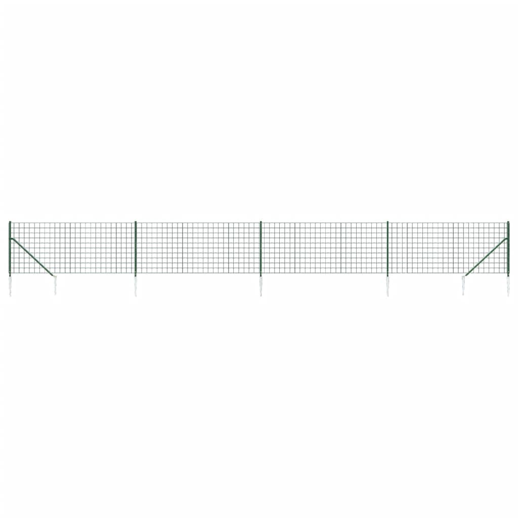 VidaXL Clôture grillagée avec ancrages au sol 1,1x10 m vert