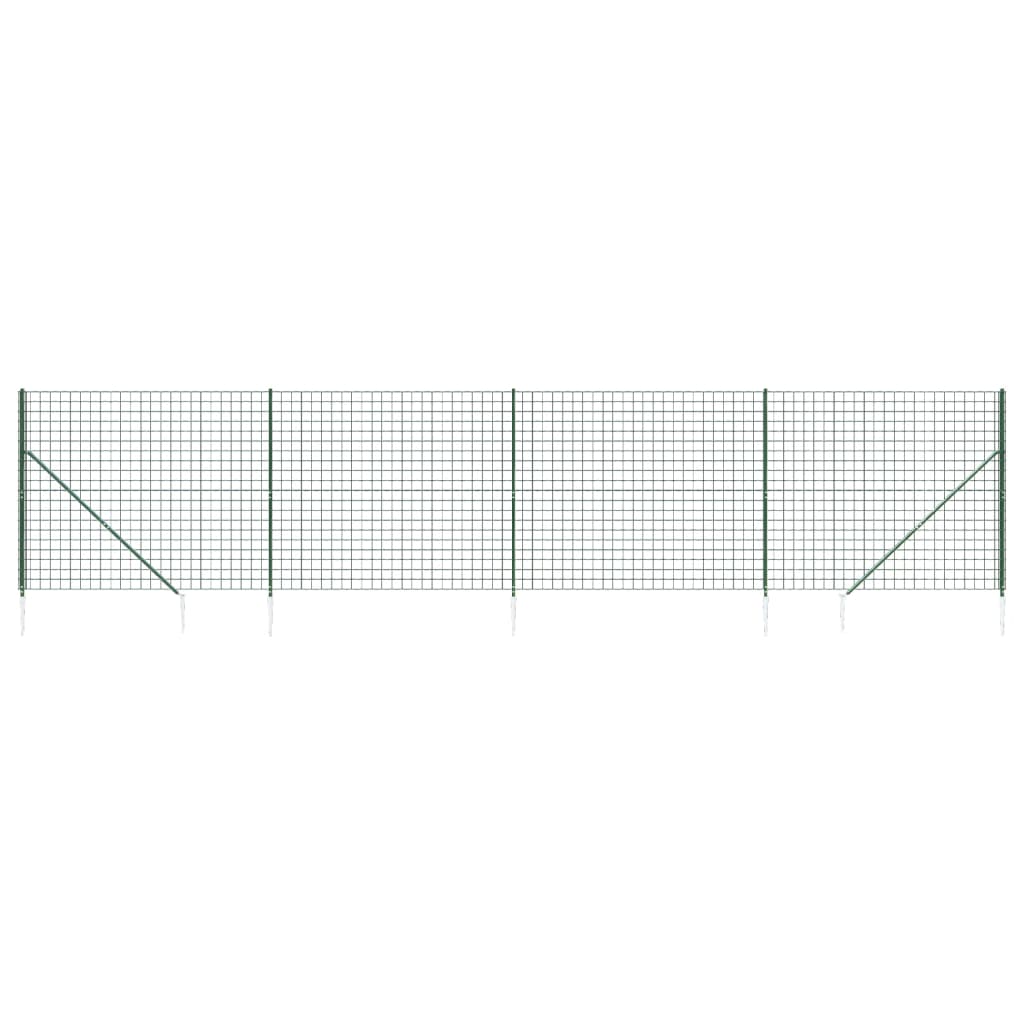 Vidaxl wire mesh fet with ground anchors 1.6x10 m green