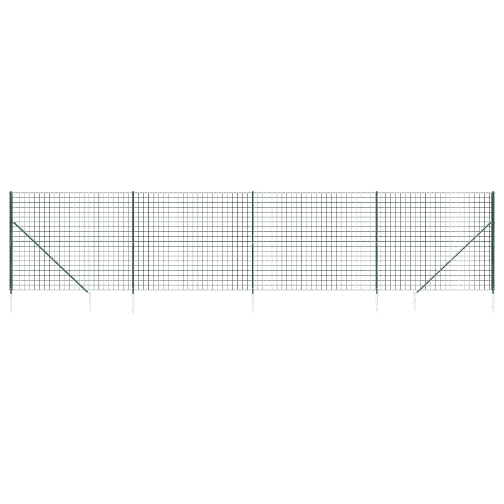 Vidaxl Wire mesh fet with ground anchors 1.8x10 m green