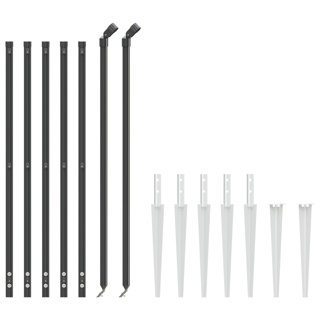 Clôture grillagée Vidaxl avec ancrages au sol 1x10 m anthracite
