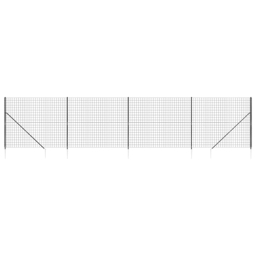 Vidaxl wire mesh fet with ground anchors 1.8x10 m anthracite -colored