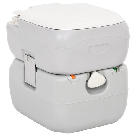 Vidaxl Camping Toilet Portable 22 + 12 L HDPE Gris et blanc