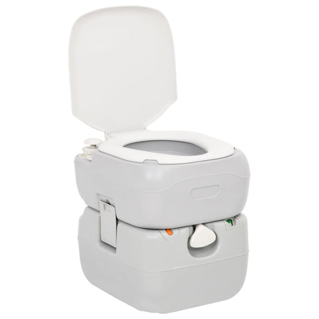 Vidaxl Camping Toilet Portable 22 + 12 L HDPE Gris et blanc
