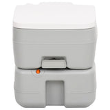 Vidaxl Camping Toilet Portable 15 + 10 L HDPE Gris et blanc