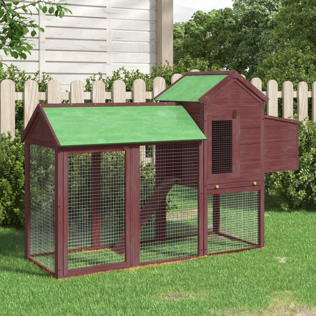 Poulailler Vidaxx 193x65x117 cm en bois de pin massif couleur moka