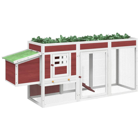 Poulailler Vidaxx 204x50x84 cm en bois de pin massif, couleur moka