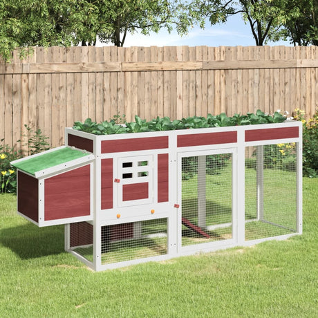 Poulailler Vidaxx 204x50x84 cm en bois de pin massif, couleur moka