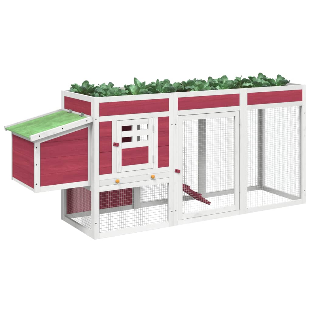 VidaXL Poulailler 204x50x84 cm bois de pin massif rouge