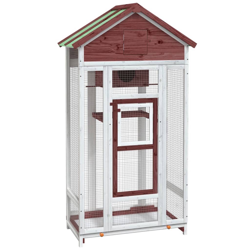 Volière Vidaxx 91,5x53x170 cm en bois de pin massif couleur moka