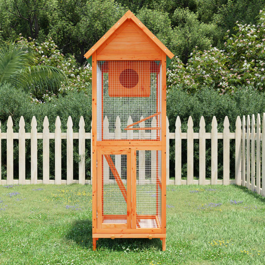 VidaXL Volière 60x58,5x160 cm bois de pin massif marron