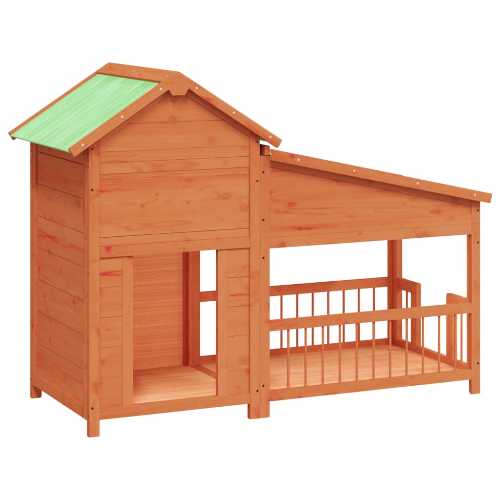 Vidaxl Dog Loft 143x60.5x109 cm stałą sosnową brąz