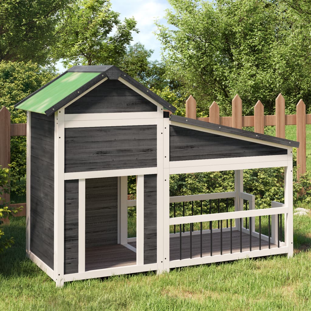 Vidaxx niche pour chien 143x60,5x109 cm bois de pin massif gris