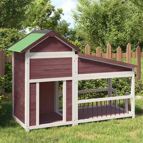 Vidaxxl niche pour chien 143x60,5x109 cm en bois de pin massif couleur moka