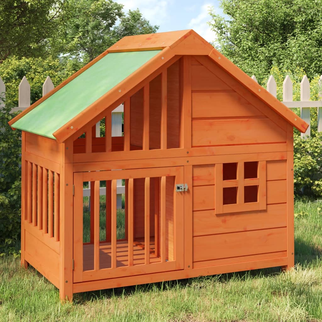 Vidaxxl niche pour chien 96x60,5x87 cm bois de pin massif marron