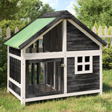 Vidaxxl niche pour chien 96x60,5x87 cm bois de pin massif gris