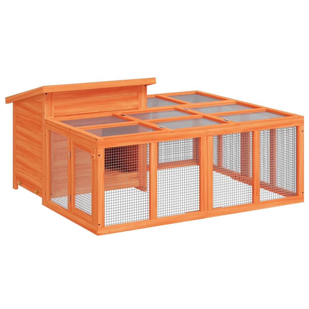 VidaXL Clapier à lapin 144x123x67,5 cm bois de pin massif marron