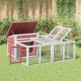 VidaXL Clapier à lapin 144x123x67,5 cm Bois de pin massif Couleur Moka