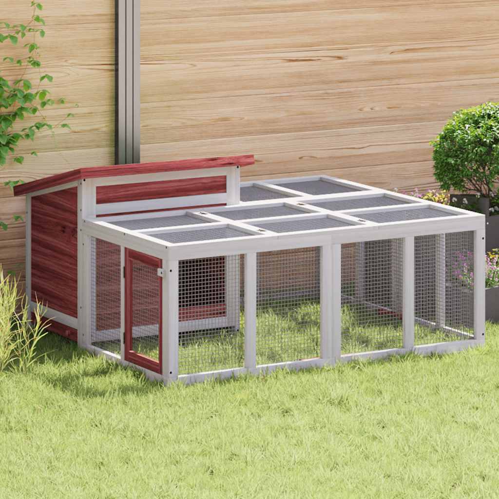 VidaXL Clapier à lapin 144x123x67,5 cm Bois de pin massif Couleur Moka