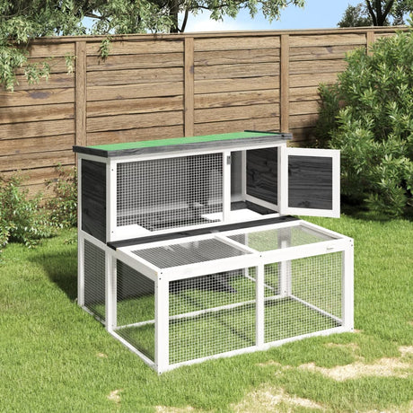 Vidaxxl clapier à lapin 102x90x84,5 cm bois de pin massif gris