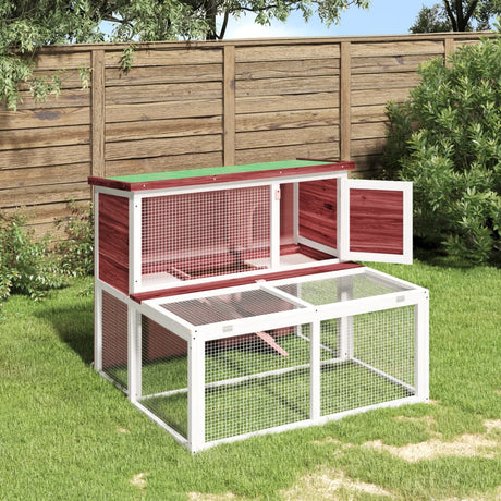 Clapier à lapin Vidaxx 102x90x84,5 cm en bois de pin massif couleur moka