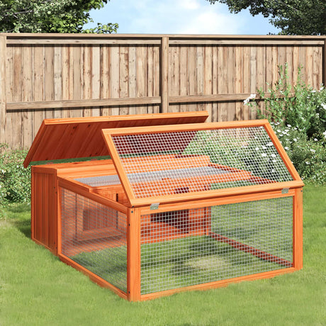 Vidaxxl clapier à lapin 117,5x97x47,5 cm bois de pin massif marron