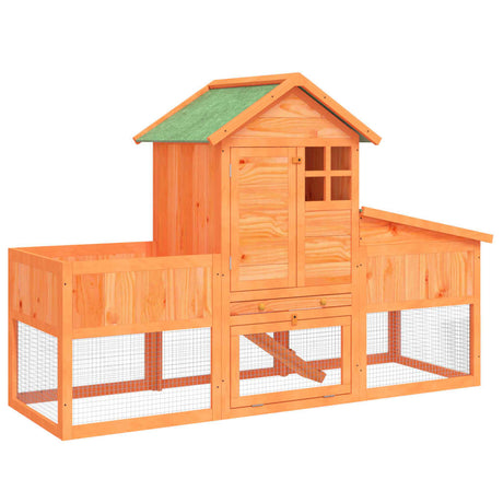 Vidaxx clapier à lapin 170x63x113 cm bois de pin massif marron
