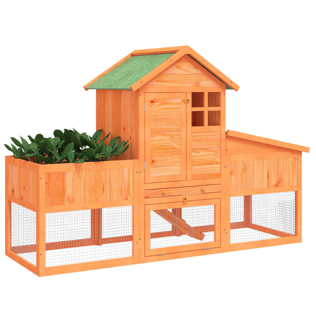 Vidaxx clapier à lapin 170x63x113 cm bois de pin massif marron