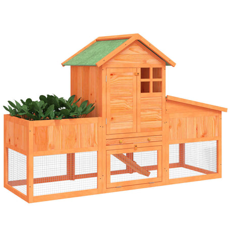 Vidaxx clapier à lapin 170x63x113 cm bois de pin massif marron