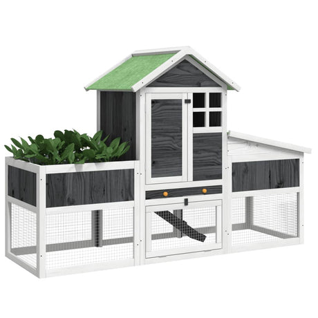 Vidaxxl clapier à lapin 170x63x113 cm bois de pin massif gris