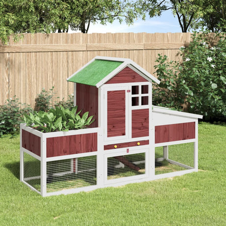 Clapier à lapin VidaXL 170x63x113 cm en bois de pin massif couleur moka